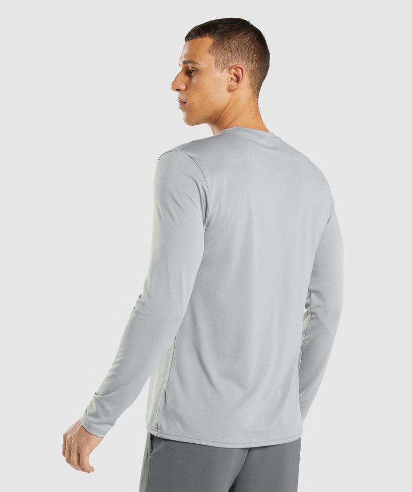 Men's Gymshark Arrival Long Sleeve T-Shirts Grey | NZ 6VSIQN